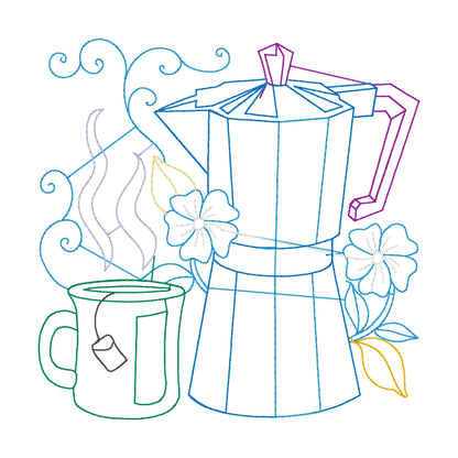 29 motifs de broderie machine : Théières et tasses