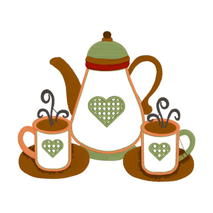 29 motifs de broderie machine : Théières et tasses