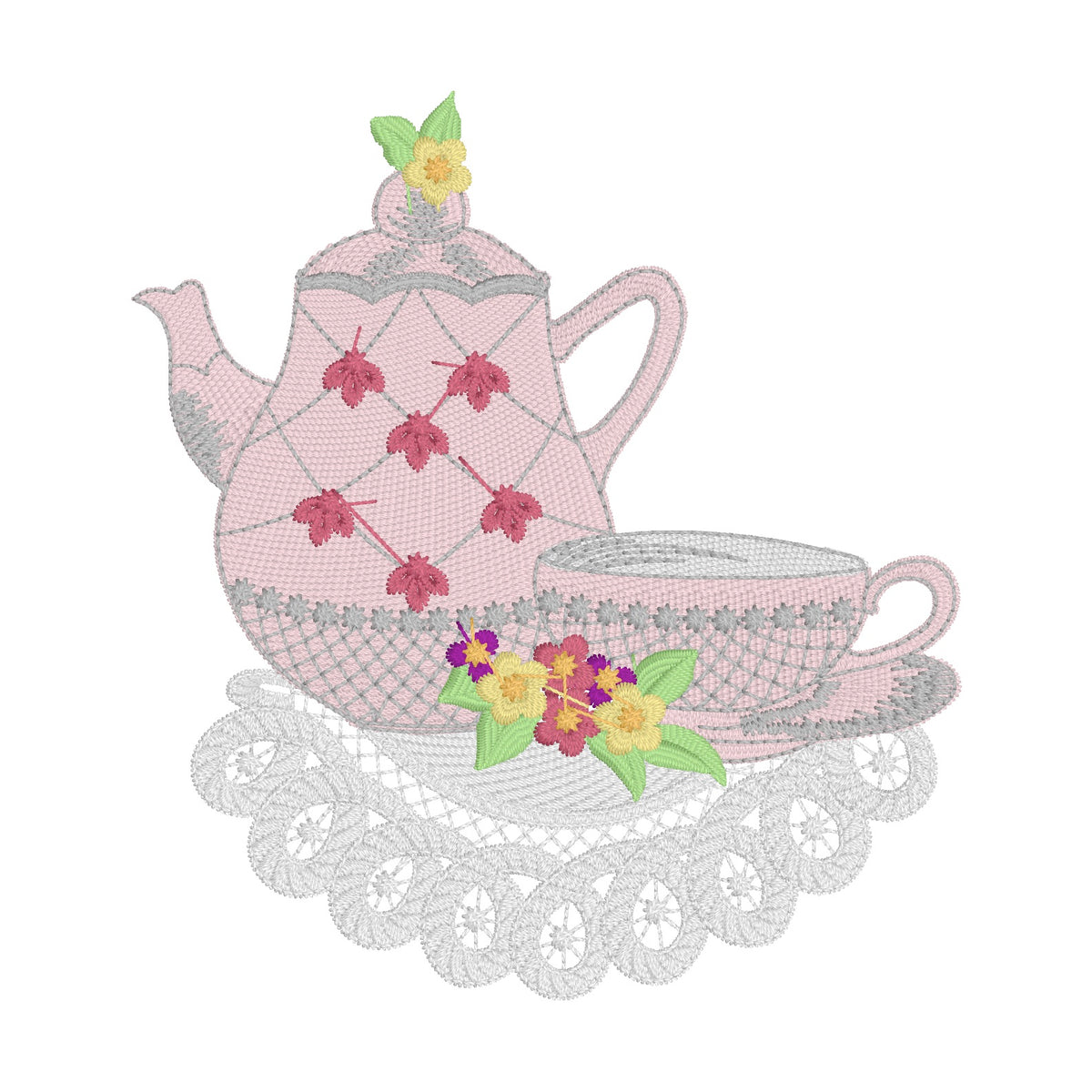 29 motifs de broderie machine : Théières et tasses