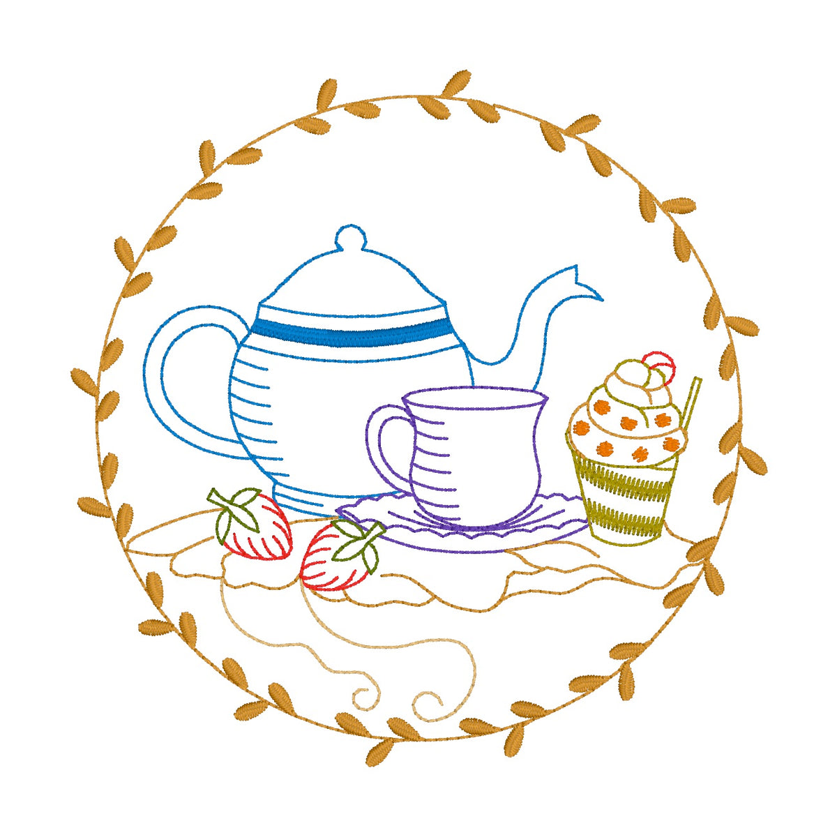 29 motifs de broderie machine : Théières et tasses