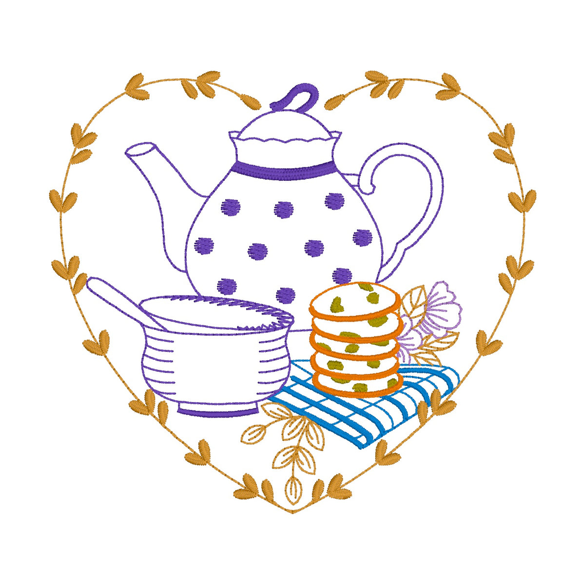 29 motifs de broderie machine : Théières et tasses