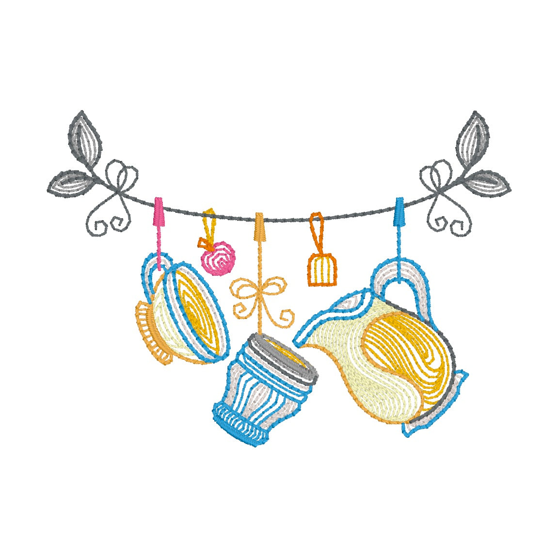 29 motifs de broderie machine : Théières et tasses