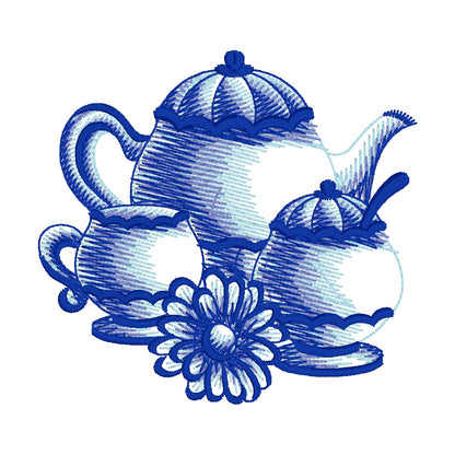 29 motifs de broderie machine : Théières et tasses