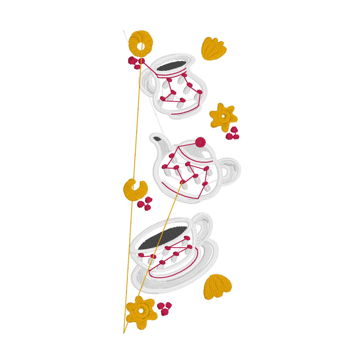 29 motifs de broderie machine : Théières et tasses