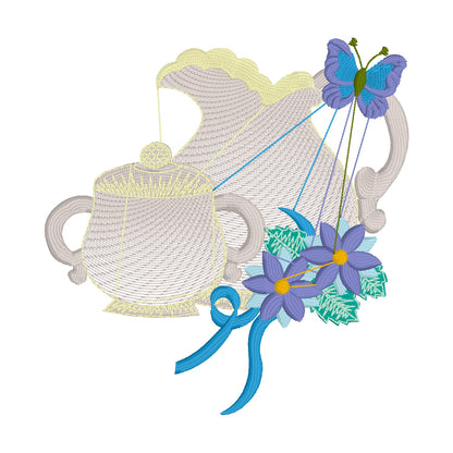 29 motifs de broderie machine : Théières et tasses