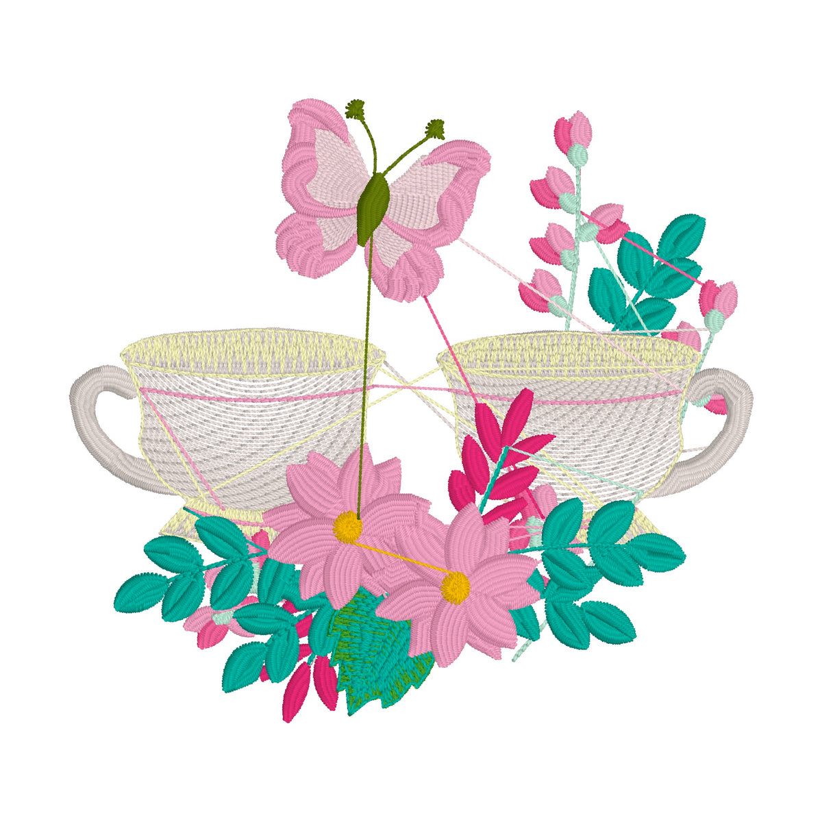 29 motifs de broderie machine : Théières et tasses