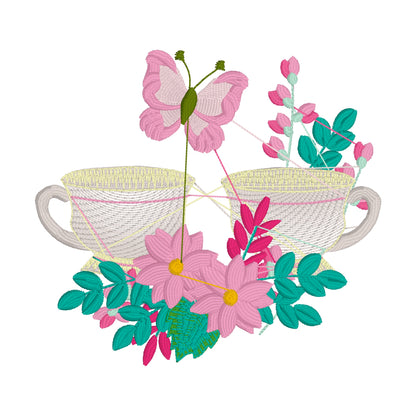 29 motifs de broderie machine : Théières et tasses