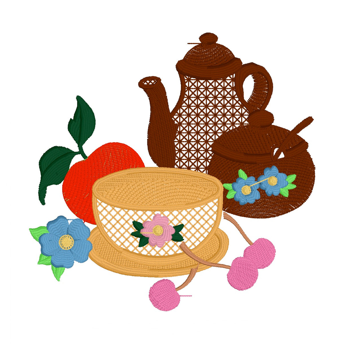 29 motifs de broderie machine : Théières et tasses