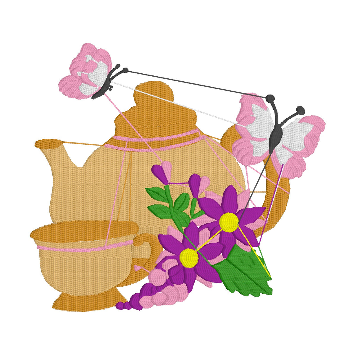29 motifs de broderie machine : Théières et tasses