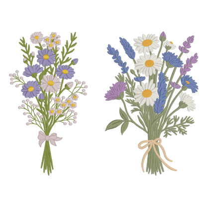 2 motifs de broderie machine : Bouquets sauvages