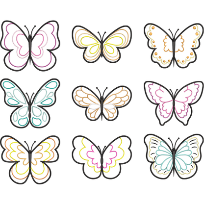 9 Motifs de broderie machine : Papillons Appliqué