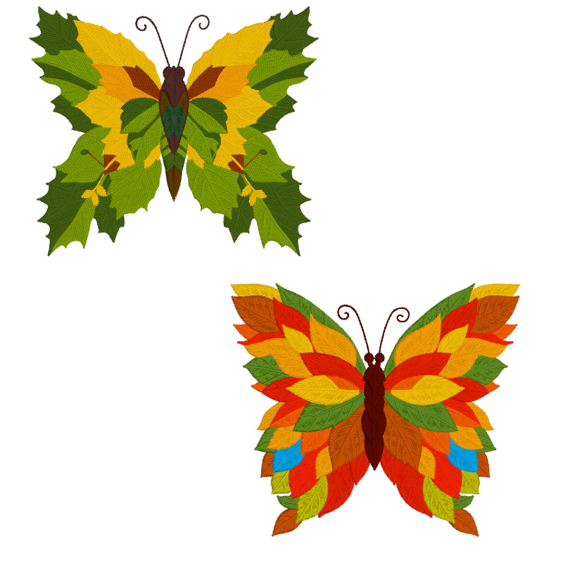 2 Motifs de broderie machine : Papillons d'Automne