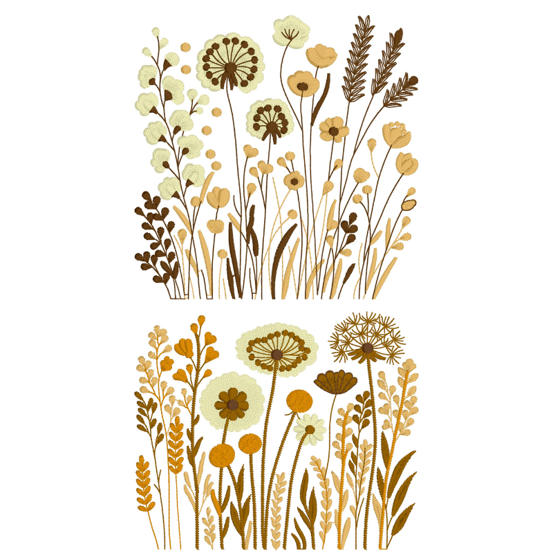 2 motifs de broderie machine : Bordures Fleurs Sauvages 3