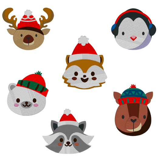 6 motifs de broderie machine : Animaux de Noël