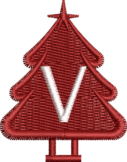 26 Motifs de broderie machine : Alphabet Sapin