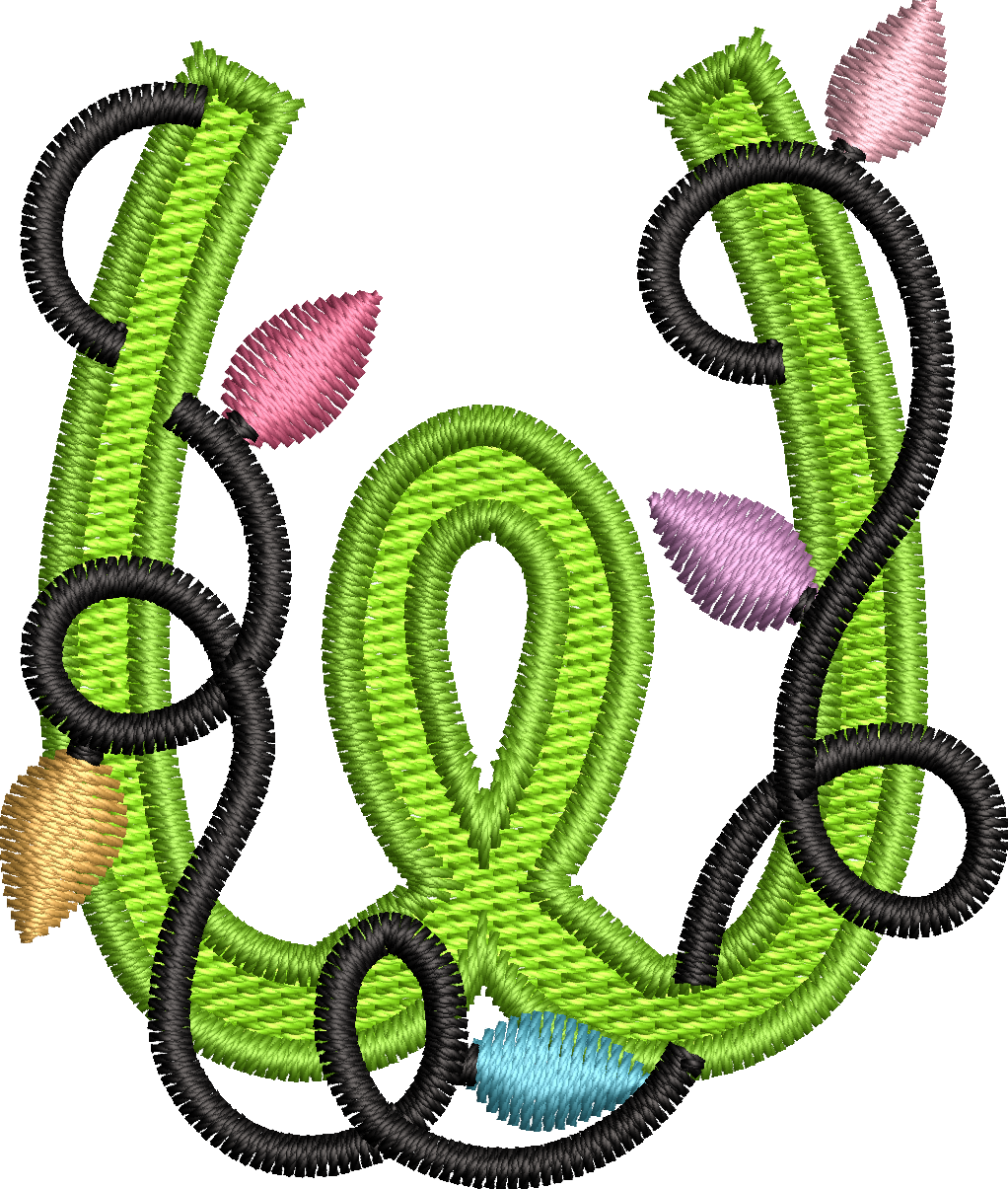 26 Motifs de broderie machine : Alphabet Guirlande