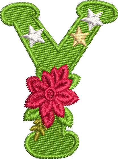 26 Motifs de broderie machine : Alphabet Noël