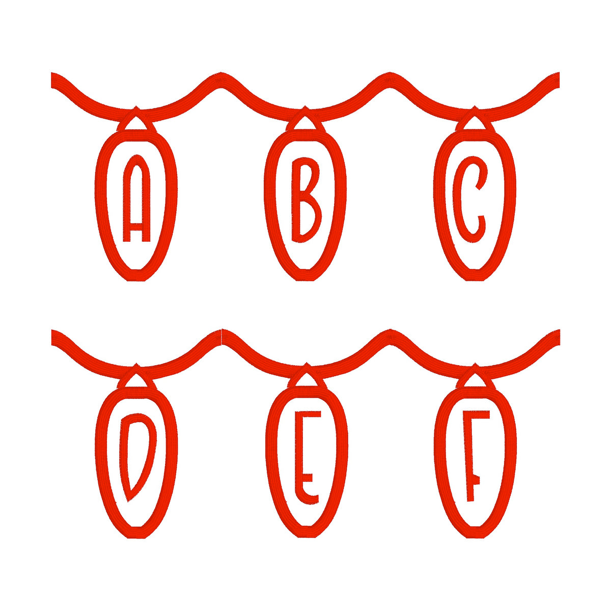 36 Motifs de broderie machine : Alphabet Guirlande 2
