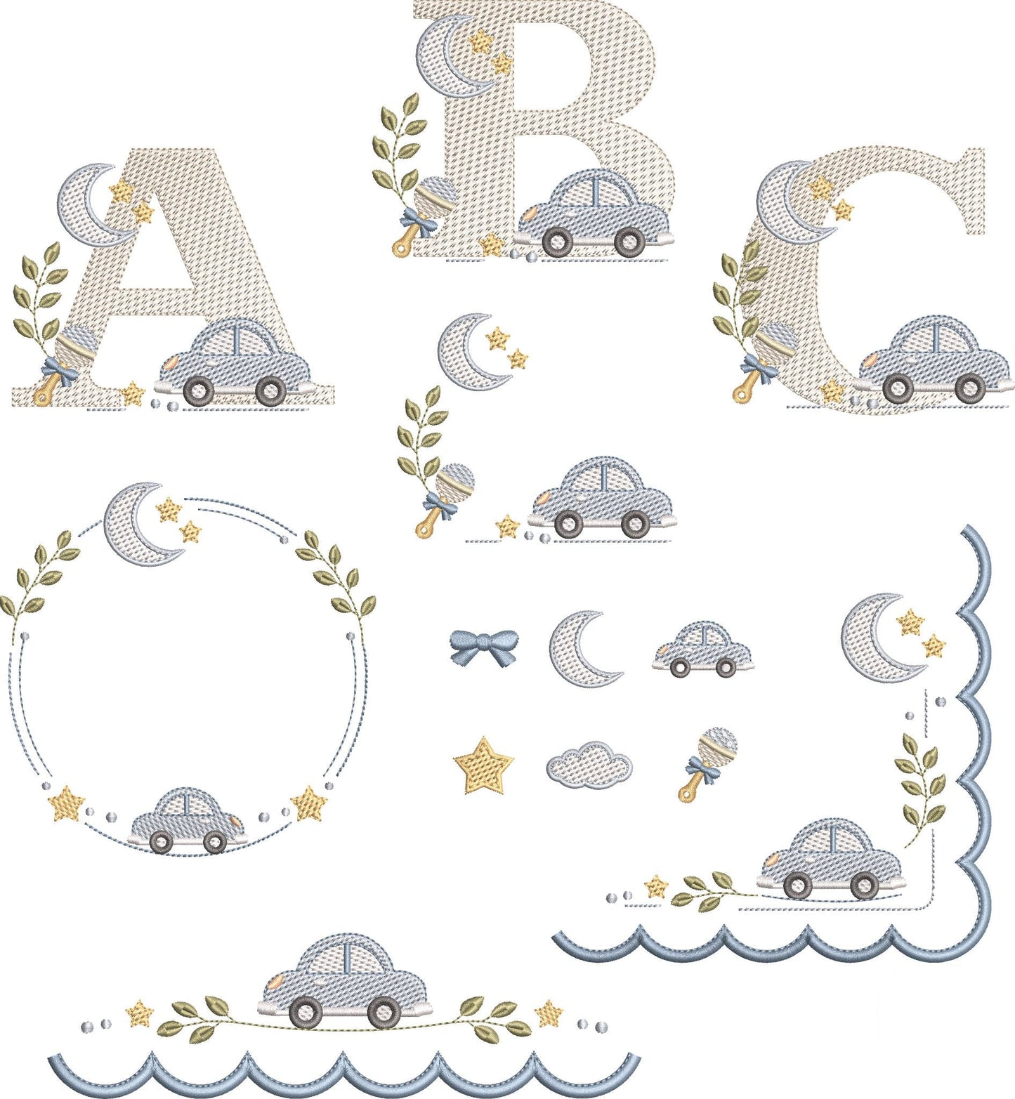 26 Lettres Voiture et 9 éléments décoratifs
