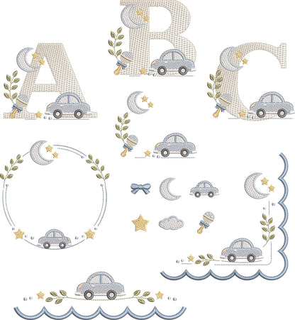 26 Lettres Voiture et 9 éléments décoratifs