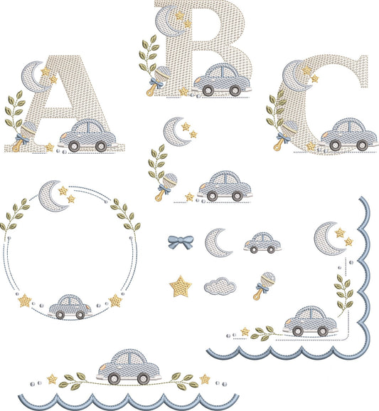 26 Lettres Voiture et 9 éléments décoratifs