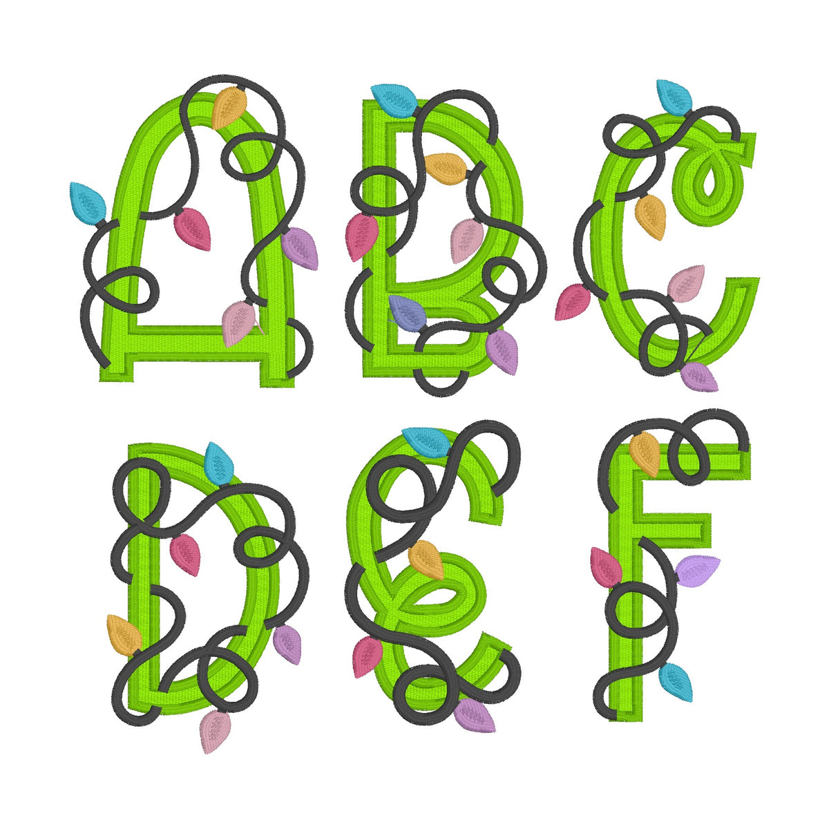 26 Motifs de broderie machine : Alphabet Guirlande