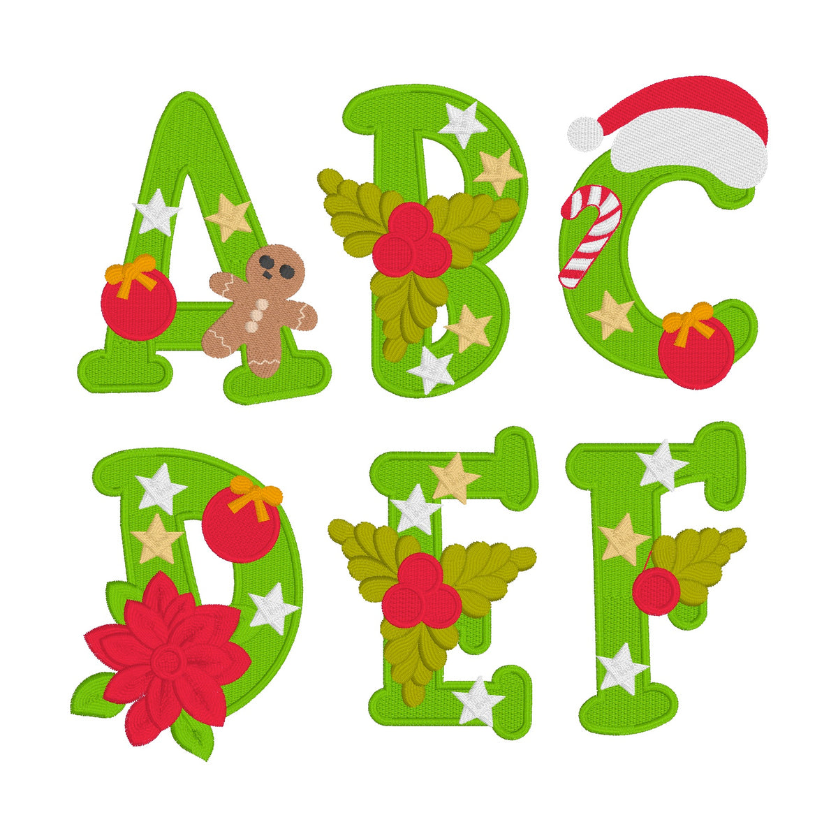 26 Motifs de broderie machine : Alphabet Noël