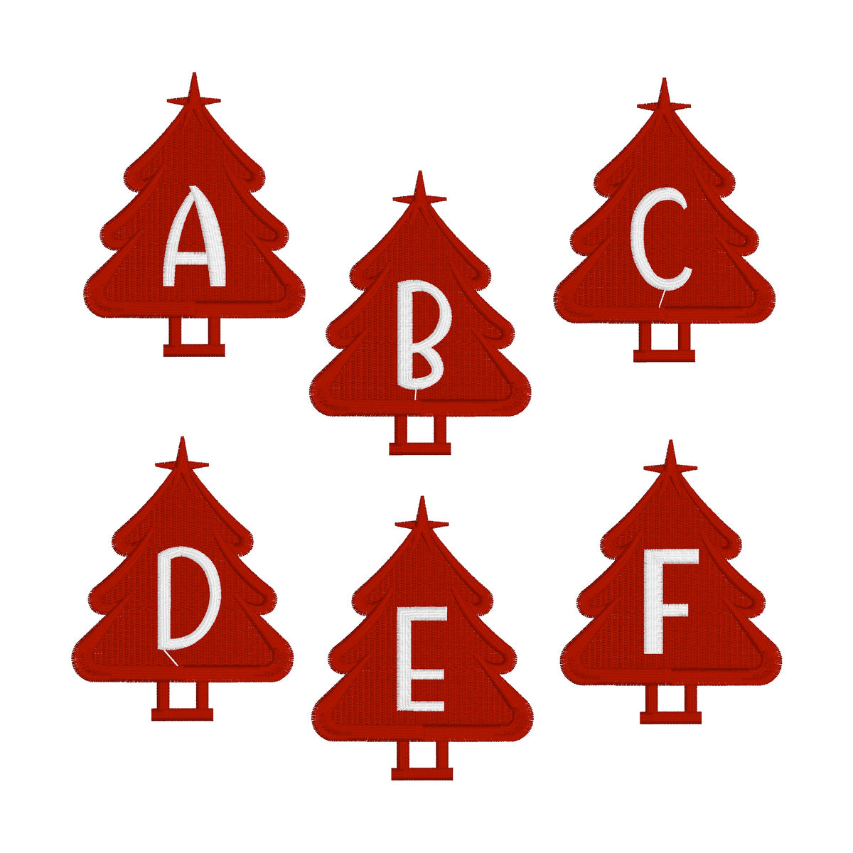 26 Motifs de broderie machine : Alphabet Sapin