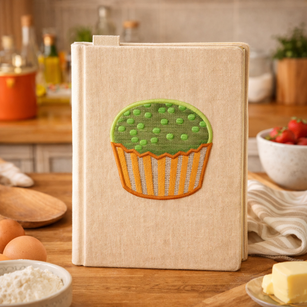 Diseño de bordado a máquina: Aplicación de muffin de té matcha