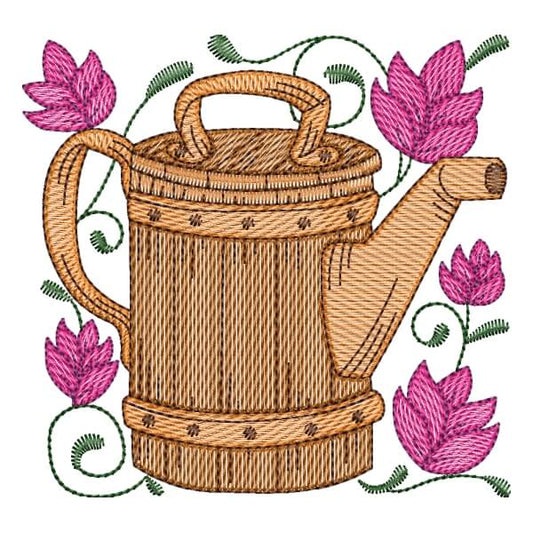Motif de broderie machine : Arrosoir en Bois