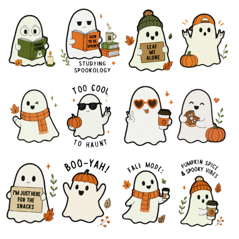 12 motifs de broderie machine : Boo mignon