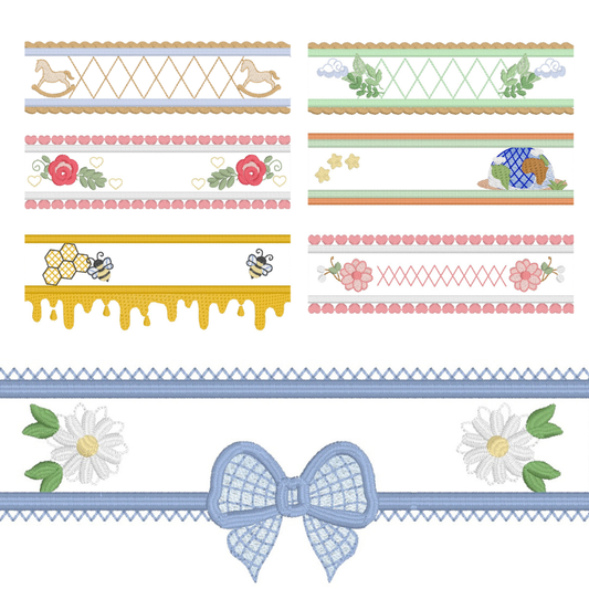 7 Motifs de broderie machine : Bordure Mixte