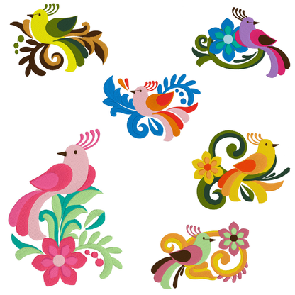 6 motifs de broderie machine : Oiseaux de Paradis