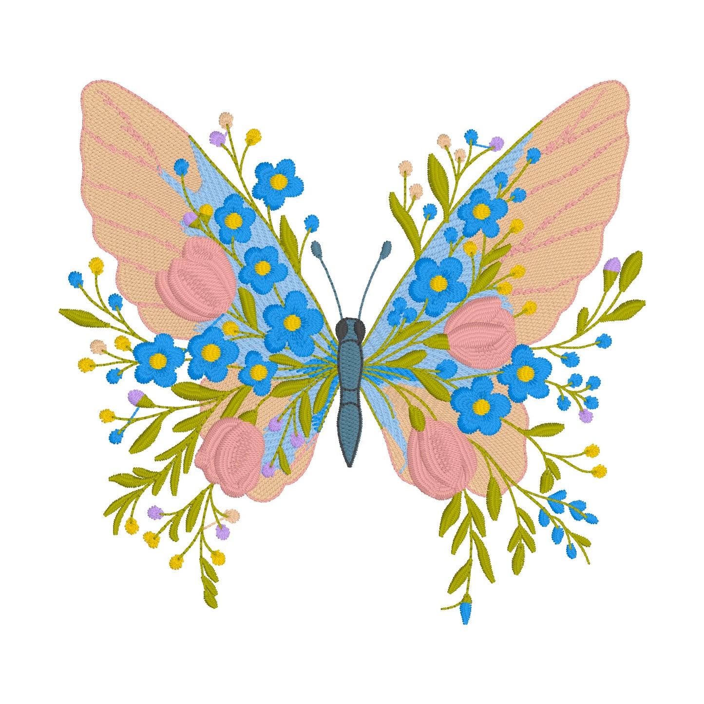 4 Motifs de broderie machine : Papillons en Fleurs