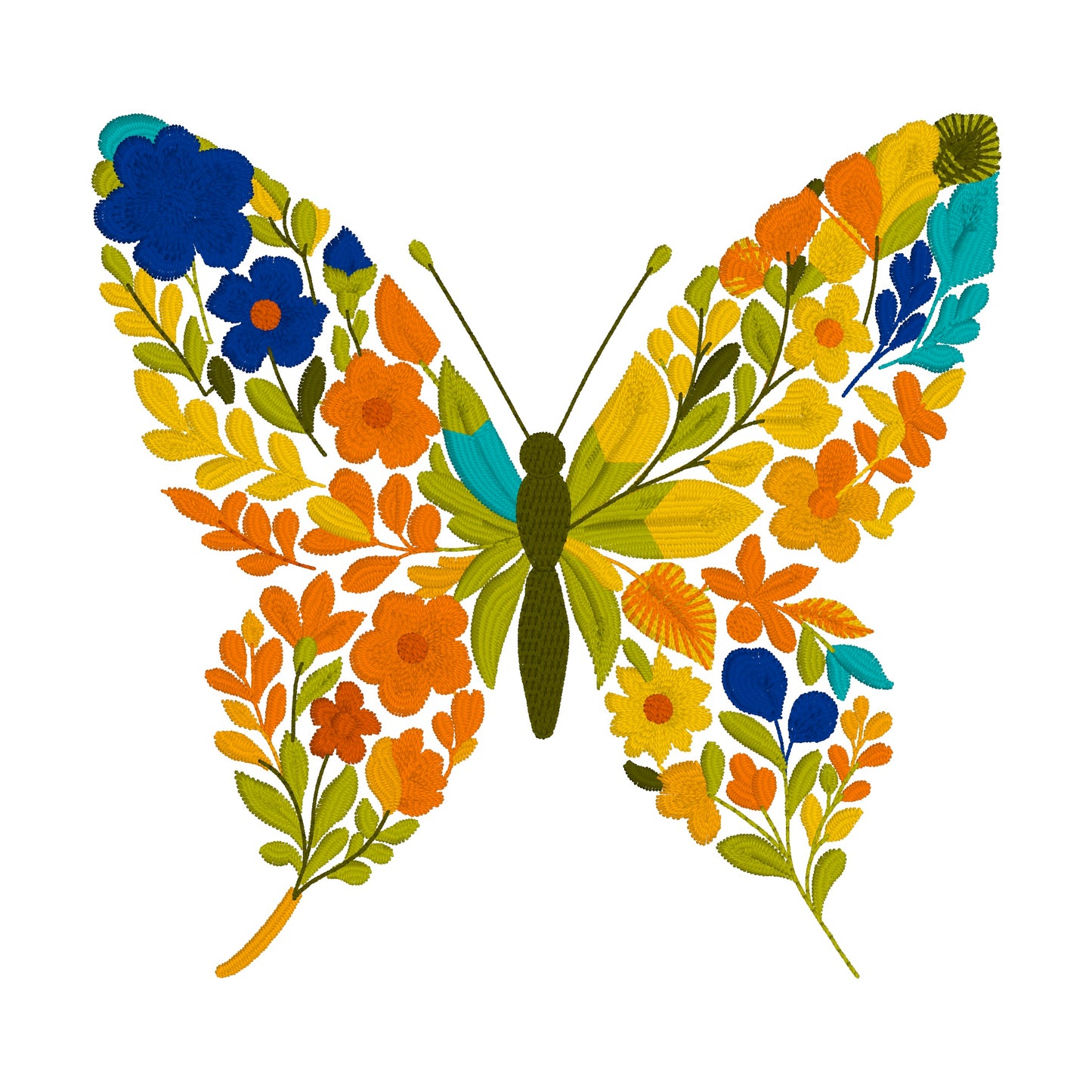 4 Motifs de broderie machine : Papillons en Fleurs