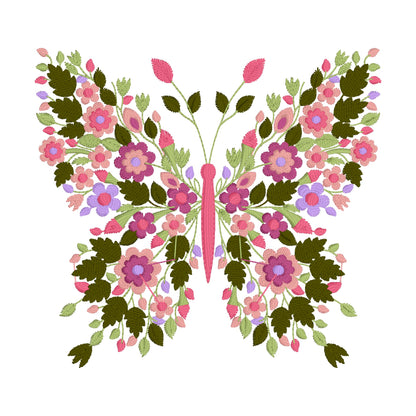 4 Motifs de broderie machine : Papillons en Fleurs
