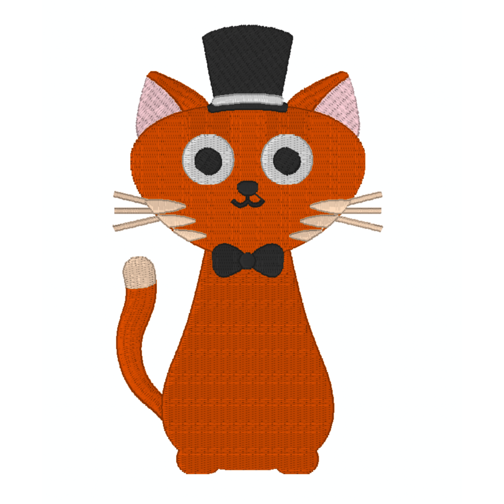 Motif de broderie machine : Chat Avec Chapeau
