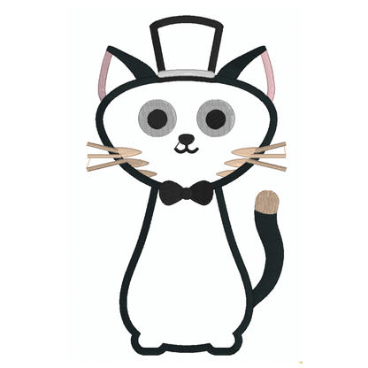 Motif de broderie machine : Appliqué Chat Avec Chapeau