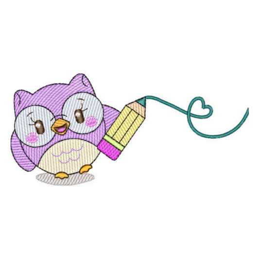 Motif de broderie machine : Chouette Avec Crayon