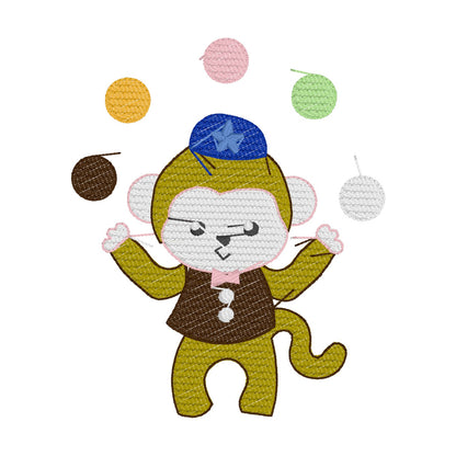 34 Motifs de broderie machine + appliqués : Animaux et Clowns Cirque