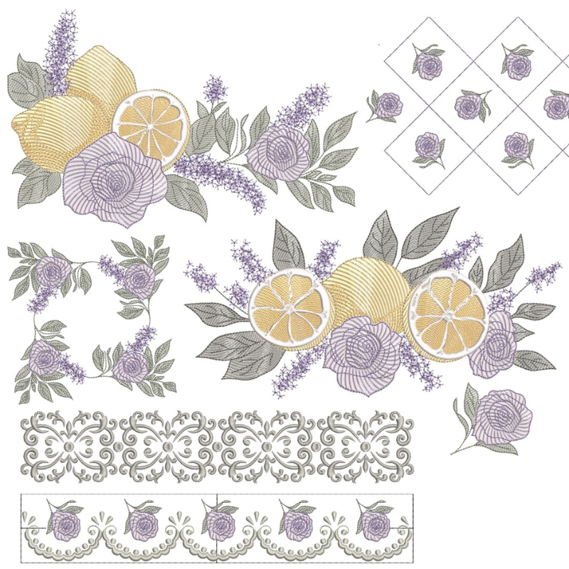 Vidéo Motifs de broderie machine : Citrons et Lavande