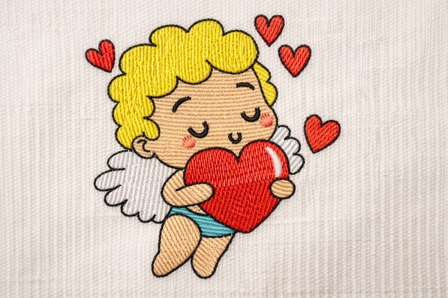 Motif de broderie machine : Cupidon avec coeur