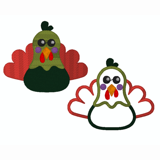 Pack de 2 motifs de broderie machine et appliqué : Dinde d'Automne