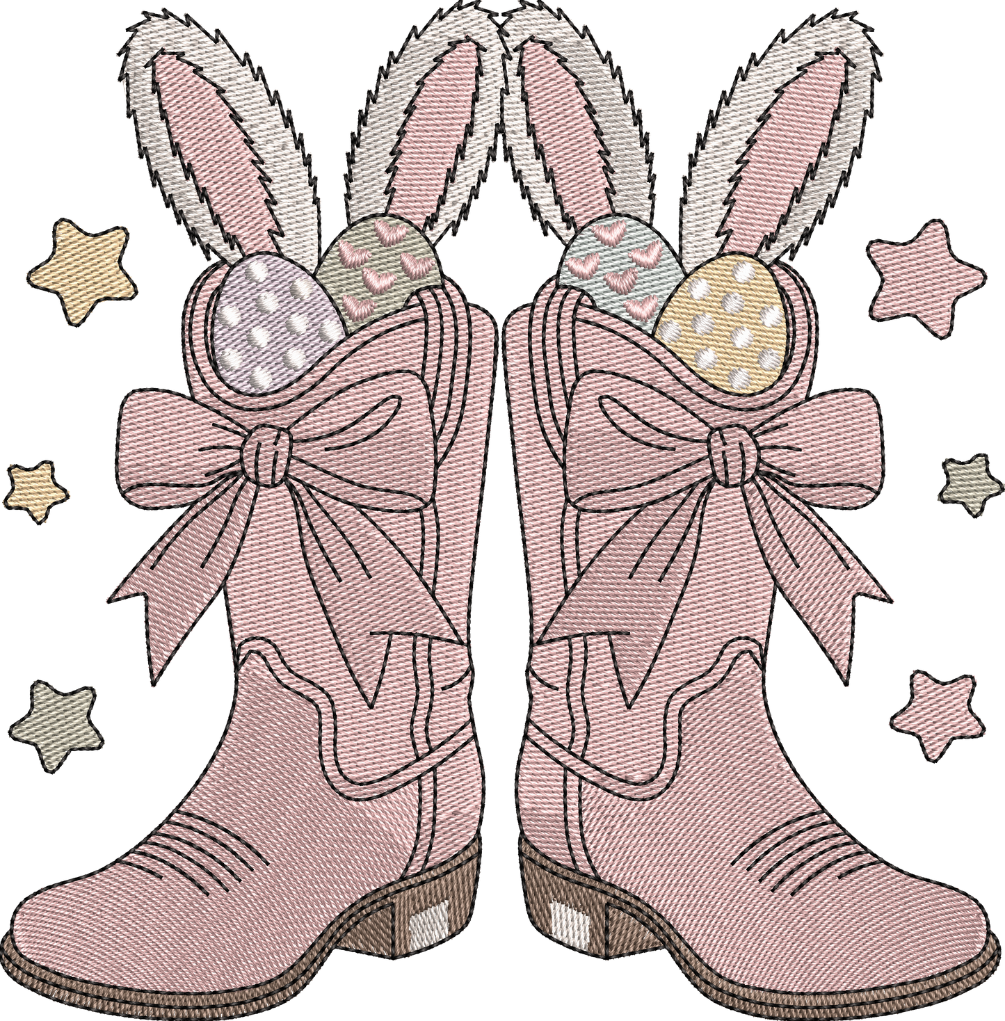 4 motifs de broderie machine : Lapins dans bottes