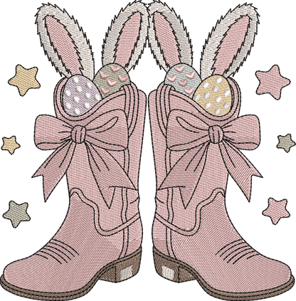 4 motifs de broderie machine : Lapins dans bottes