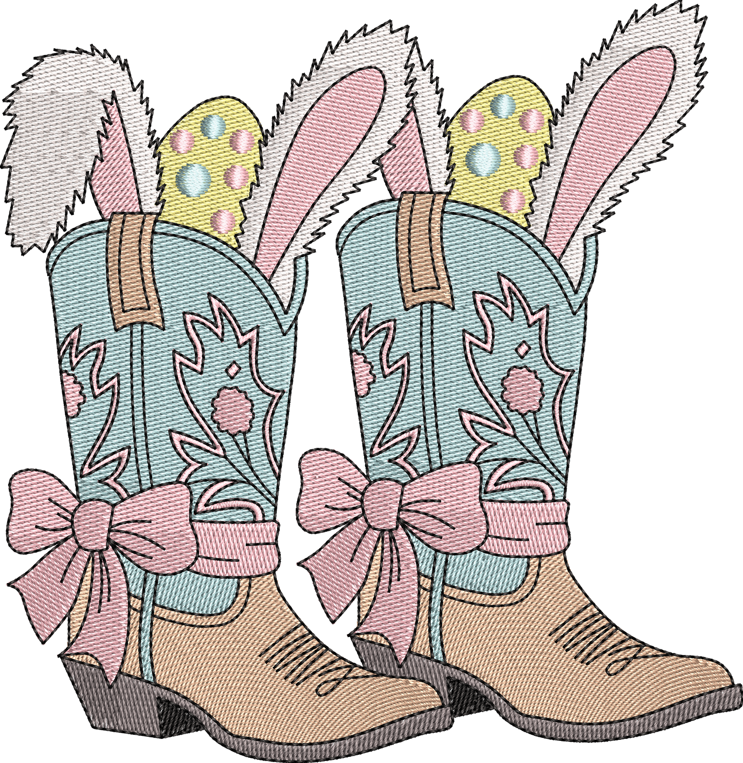 4 motifs de broderie machine : Lapins dans bottes