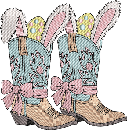 4 motifs de broderie machine : Lapins dans bottes