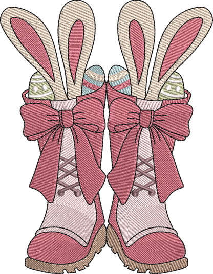 4 motifs de broderie machine : Lapins dans bottes