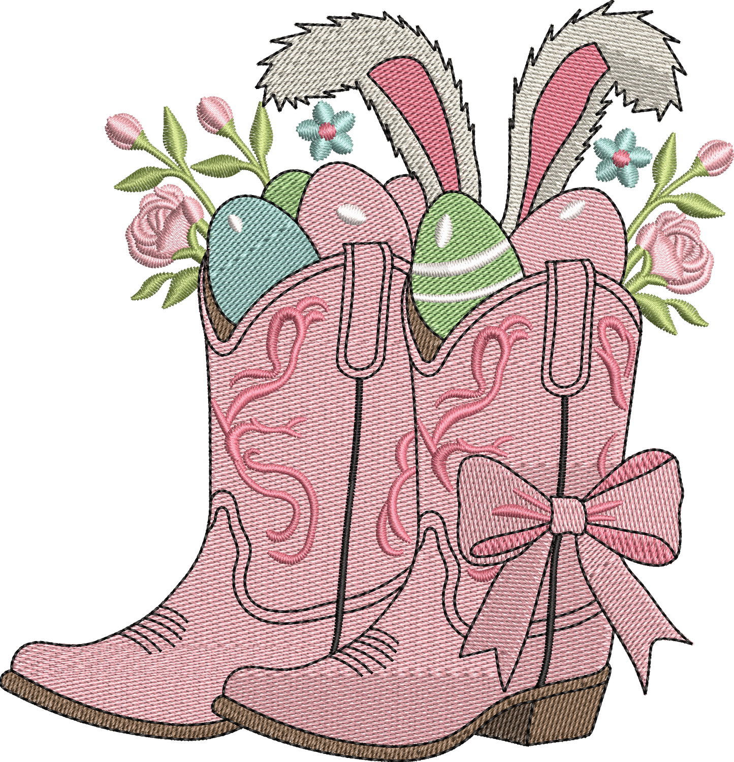 4 motifs de broderie machine : Lapins dans bottes