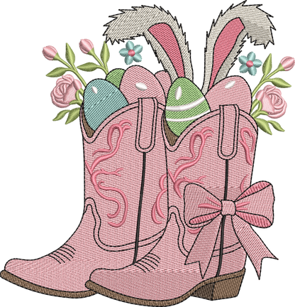 4 motifs de broderie machine : Lapins dans bottes